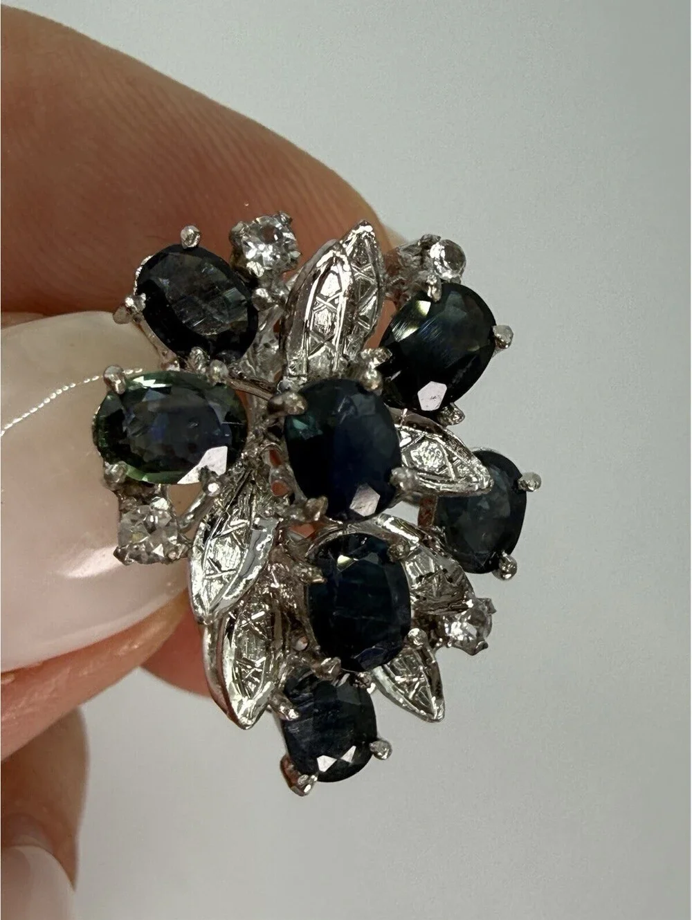 Vintage Gori & Zucchi 925 Italy Blue Spinel Sterling Silver Jewelry Set Arezzo